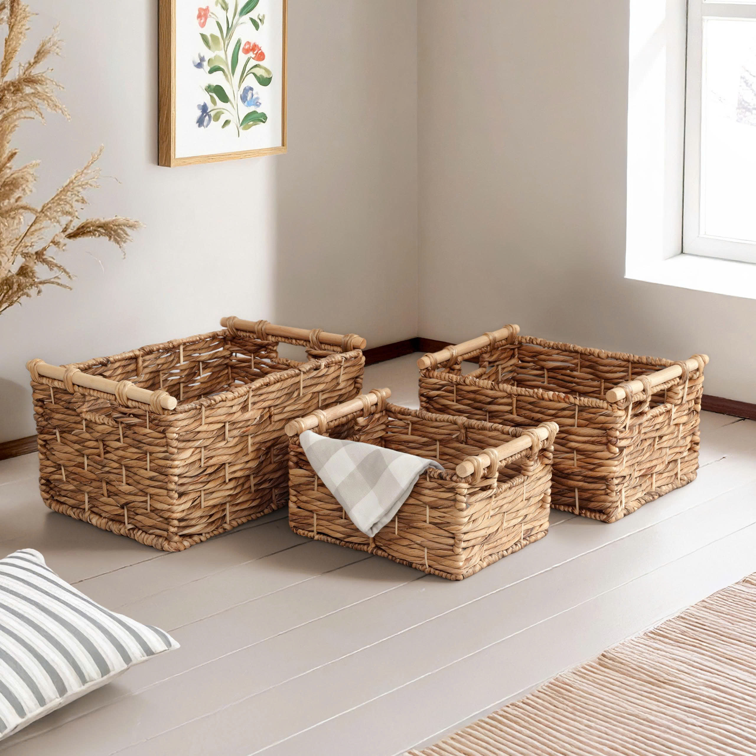 BỘ 3 SỌT LỤC BÌNH CHỮ NHẬT ĐAN VẶN 3 SỢI MÀU TỰ NHIÊN